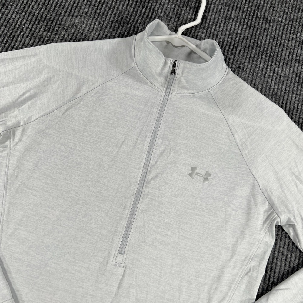 Under Armour Pullover Shirt Womens Medium Gray Long Sleeve 1/4 Loose Fit Heat